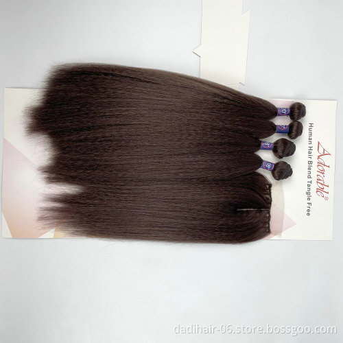 Packet synthetic Hair Extensions 4pcs Hair Bundles and a middle part lace closure One Pack Deal For Women Kinky Straight